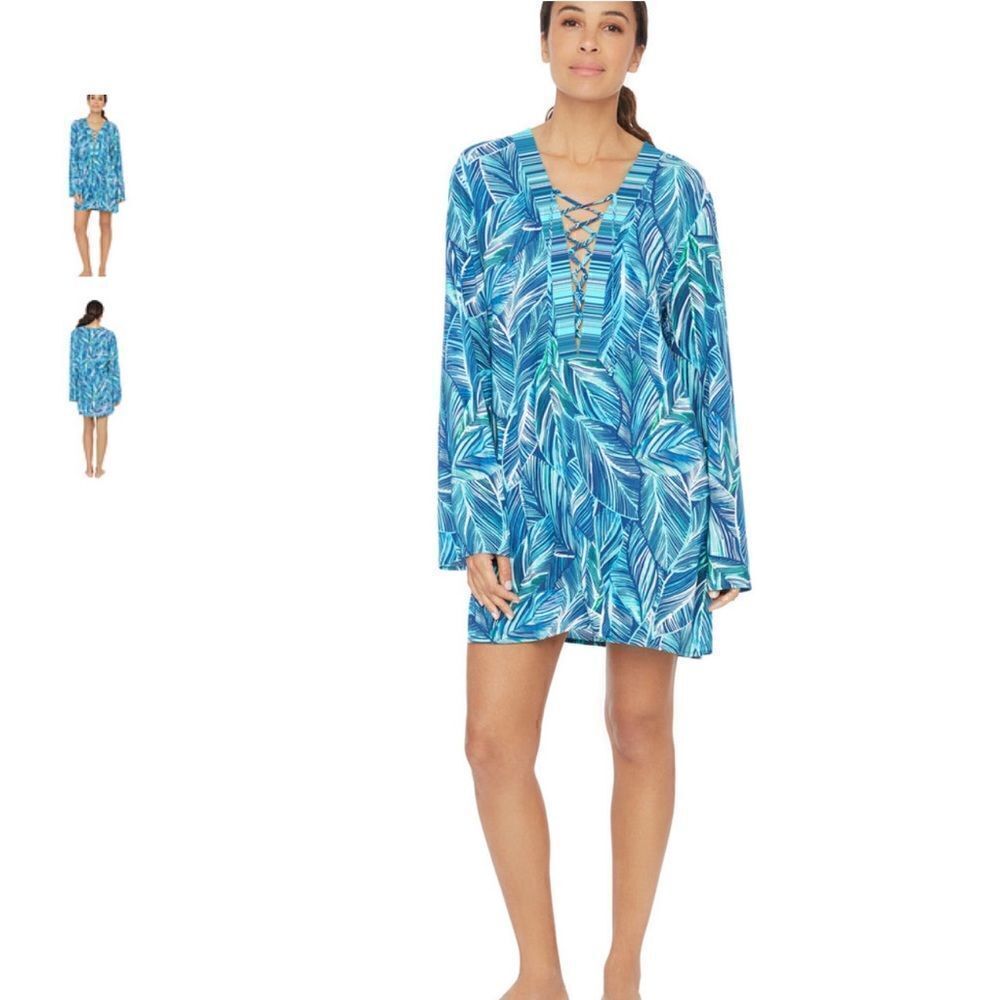 NWT La Blanca Sketched Leaves Coverup Tunic S
